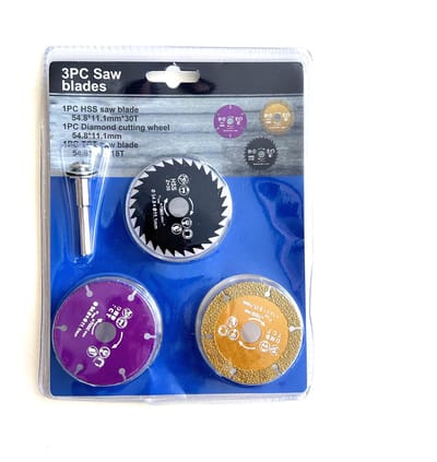 Mini zaagbladen – 3-delige zaagbladen set – Zaagblad – Opspandoorn - Ø 54,8 mm – Max. 7.000 RPM
