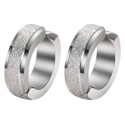 Fako Bijoux® - Clip-On Oorbellen - Oorringen - RVS - Staal - Stainless Steel - Fake - Zilver Glitter