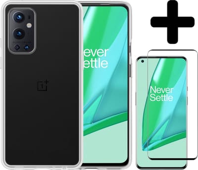 Hoesje - Met Screenprotector - Geschikt voor OnePlus 9 Pro - Sterk & Shockproof - Back Cover - Siliconen Case - Telefoon Hoes - Telefoonhoesjes - Transparant