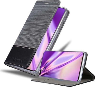 Cadorabo Hoesje geschikt voor Huawei P40 in GRIJS ZWART - Beschermhoes met magnetische sluiting, standfunctie en kaartvakje Book Case Cover Etui