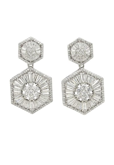 AVANT-GARDE PARIS Diva Collection Dangle Earrings - Cubic Zirconia in Zilver - 1 paar - Rhodium Plated en 2.1cm X 3.9cm