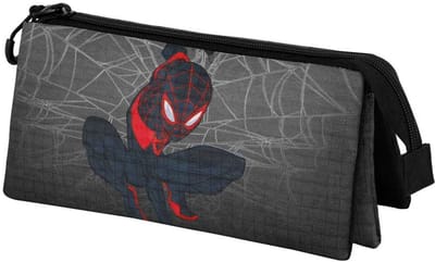 Karactermania - Marvel - Spiderman Spin - Triple Pennenzak - Potloden Etui met Rits - Pennenetui - Tekenetui - Grijs