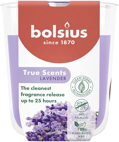 6 stuks Bolsius geurglas lavendel - lavender geurkaarsen 80/73 (25 uur) True Scents