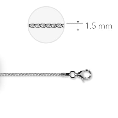 Jewels Inc. - Vossenstaart Ketting met Karabijnsluiting - 1.5mm Dik - Lengte 42cm - Gerhodineerd Zilver 925