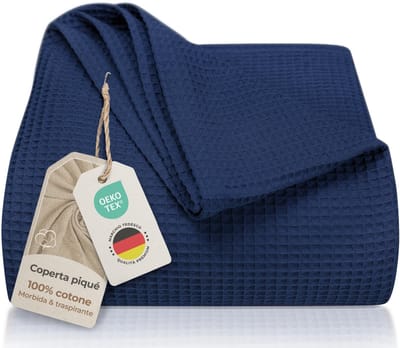 Dailygoods- Sprei 150 x 200 cm - Wafelpiqué 100% Katoen - Zachte Dekens - Decoratieve Plaid - Huidvriendelijk - Veelzijdig Gebruik