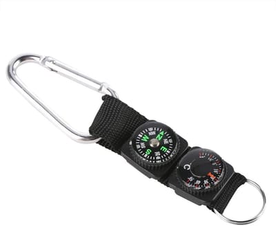 Multifunctionele Rugzak Thermometer en Compas Sleutelhanger - Draagbaar voor Buitenactiviteiten