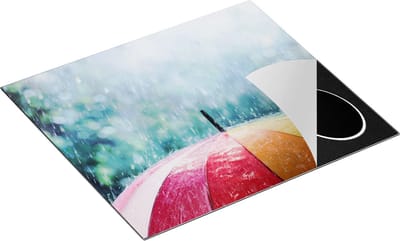 Chefcare Inductie Beschermer Regenboog Paraplu met Regen - 60x50 cm - Afdekplaat Inductie - Kookplaat Beschermer - Inductie Mat