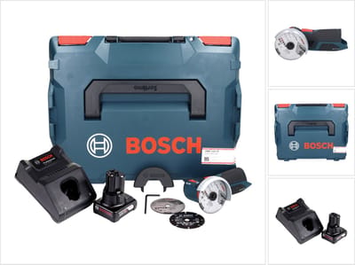 Bosch GWS 12V-76 Professional accu-haakse slijper 12 V 76 mm borstelloos + 1x accu 6,0 Ah + oplader + L-Boxx
