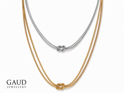 Love & Friendship Ketting Set – Goud & Zilver – Vriendschapsketting Set van 2 – Dubbele Ketting met Love Knot Hanger – Minimalistisch RVS Stainless Steel – Verstelbaar 50+5 cm – Cadeau voor moeder & dochter of beste vriendinnen – GAUD