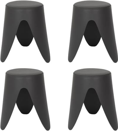 Home Deco Factory Stapelbaar zit krukje Gala - 4x - kunststof - antraciet - D30 x H46 cm - extra stoelen - binnen/buiten