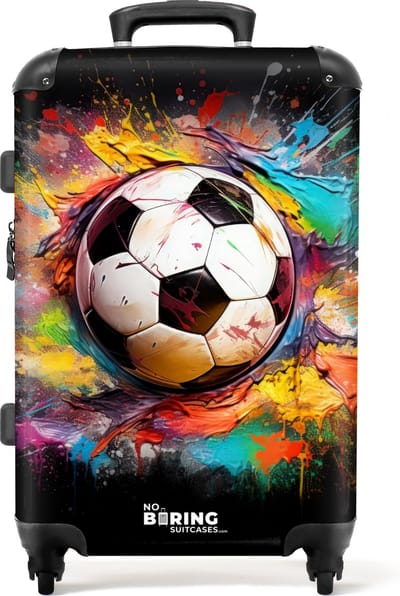 NoBoringSuitcases.com® - Kinderkoffer jongen met graffiti voetbal - Kindertrolley jongens - Koffer kinderen groot - Rolkoffer lichtgewicht - Reiskoffer met 4 wielen - Grote trolley XL - 20 kg bagage