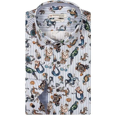 Giordano Overhemd Maggiore Sea Fantasy Cotton Poplin Navy-Multi / male