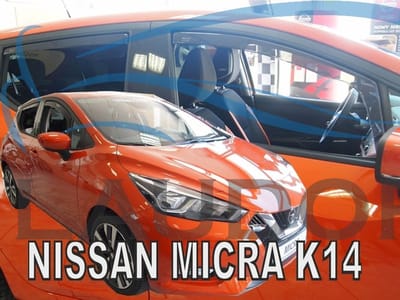 Zijwindschermen donker getint tbv Nissan Micra type K14 - 5-deurs model VANAF 2017 raamspoilers tbv V + A ramen L+R