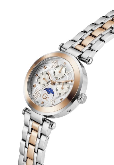 Gc Gc Topchic Mid Size Metal Analoog Quartzhorloge Zilver En Roos Kast Gemaakt Van 100% Roestvrij Staal En Een Armband Van 100% Roestvrij Staal 36.5 Z62001L1, Z62002L9, Z62003L3