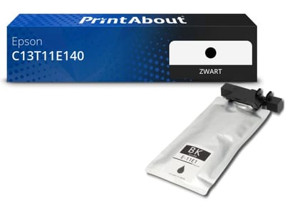 PrintAbout huismerk Inktcartridge C13T11E140 Zwart Extra hoge capaciteit Geschikt voor Epson