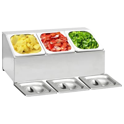 vidaXL - Gastronormbakkenhouder - met - 3 - GN - 1/6 - bakken - roestvrij - staal