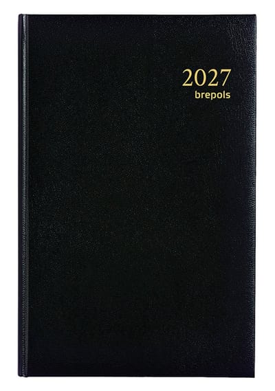 Brepols bureau agenda 2027 - SATURNUS KORT [0.221] - LIMA - Bureau agenda - 2 dagen op 1 pagina - Dagoverzicht - Zwart - 13 x 20.8 cm
