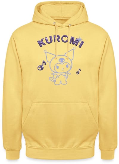 Kuromi Omtrekontwerp Met Paarse Chrome Letters Hoodie Unisex