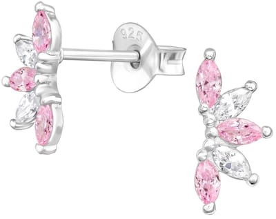 Joy|S - Zilveren oorbellen - marquise zirkonia als blaadjes - elegante oorknoppen - 5.5 x 10 mm - sterling zilver 925