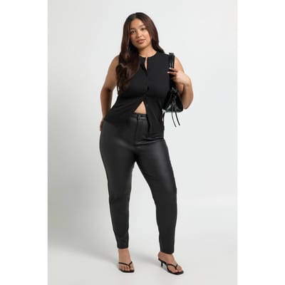 boohoo Dames Plus High Waist Gecoate Skinny Jeans | Black | Maat: 26