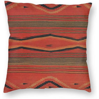 Navajo Native American Vierkante Kussensloop Polyester Linnen Fluweel Creatieve Rits Decor Kussensloop Huis Kussenhoes Peach skin 18*18(CM)-1Pcs brown