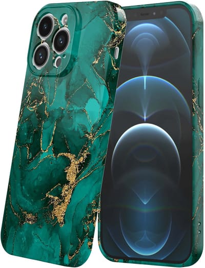 Smartphonica Telefoonhoesje Geschikt voor iPhone 12 Pro met Groen Marmer Opdruk - Flexibel Softcase TPU - Backcover Case Green Gold Marble Design geschikt voor iPhone 12 Pro