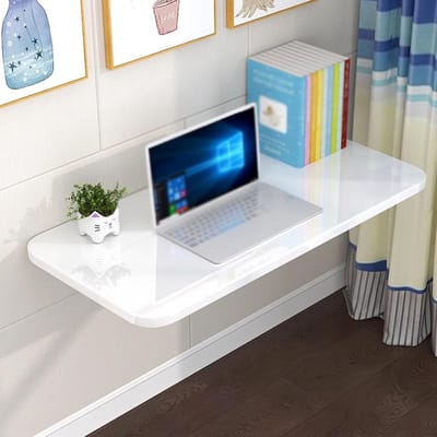 Opvouwbaar Wandbureau - Klaptafel Werktafel - Ruimtebesparend Werken - Inclusief Houders - 90x40 cm - Wit