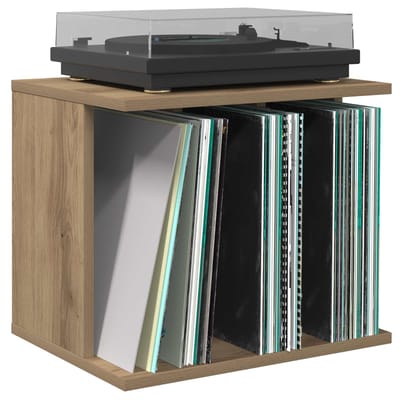 vidaXL - Vinyl - Platen - Opslag - Artisanaal - eiken - 42 - x - 33 - x - 36 - cm