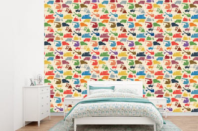 Behang - Fotobehang Patronen - Kraan - Boot - Jongens - Kinderen - Kids - Breedte 360 cm x hoogte 260 cm