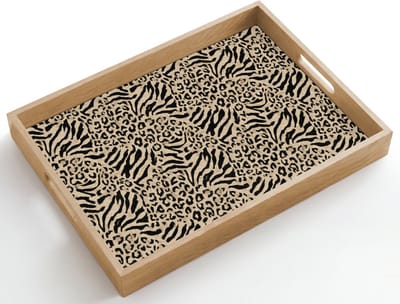 Dienblad hout 50x35 cm - Schootdienblad - Giraf - Zebra - Motief - Bruin - Borrelplank rechthoek - Plateau dienbladen
