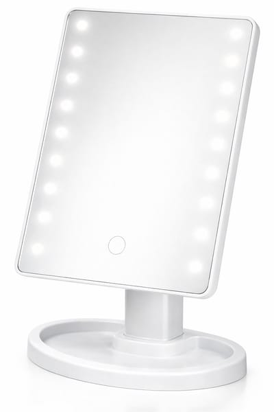 HEM Make-up Spiegel met LED Licht – Verlichte Cosmeticaspiegel – Touch Bediening – USB of Batterij – Wit – Inclusief HEM Microvezeldoekje
