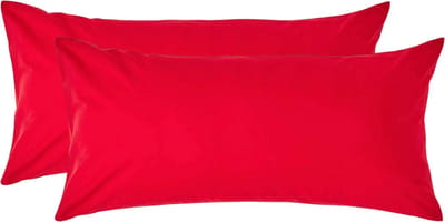 Homescapes Kussensloop 40x80 cm Set van 2 – Rood – 100% Egyptisch Perkal Katoen – 200 TC