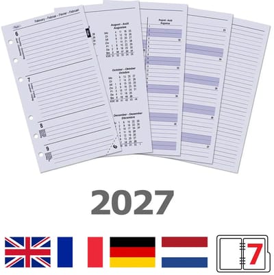 Kalpa 6216-27 170 x 95 mm Personal Agenda-invoegpapier EN DE FR NL 2027