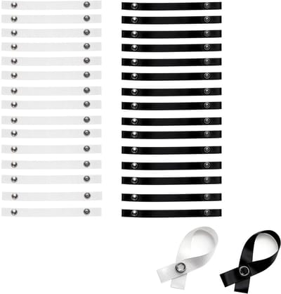 Dailygoods- Handdoekhaken zonder boren - 30 Stuks Drukknopriemen - Zwart/Wit - Voor Badkamer/Keuken - Lichtgewicht - Compact - Ophangriemen
