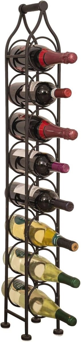 Metalen Wijnrek 105 x 15 x 16 cm - Zwarte Wijnfleshouder voor Keuken en Bar