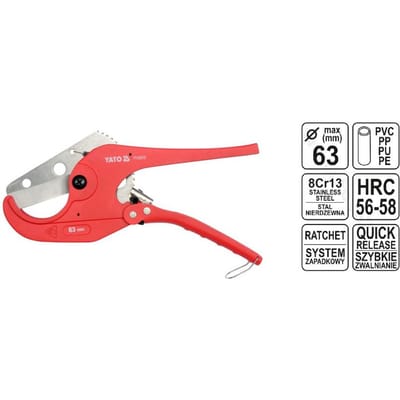 Yato Buisknipper voor PVC Buizen tot 63 mm – met ratel en snelontgrendeling