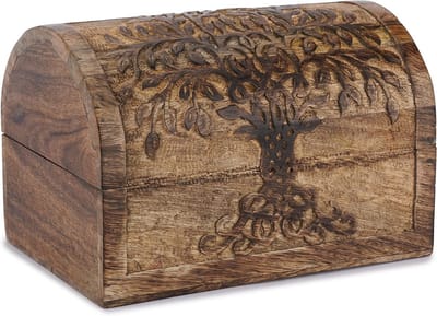 Handgemaakt houten sieradenkistje met Tree of Life motief - multifunctioneel en decoratief