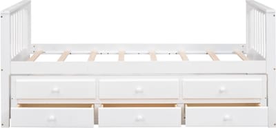 Gotagee 90x200cm (90x190cm) eenpersoonsbedden, kinderbedden, slaapbank met uitschuifbaar bed en drie lades, wit