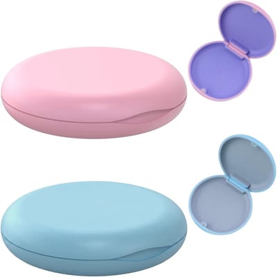 Magnetische Beugeldozen met Siliconen Kussen - 2 stuks - Beugelbakje - Tandprothesenbox - Zachte Voering - Gebitsbakje - Magneetsluiting - ideaal voor beugels en prothesen - Roze & Blauw