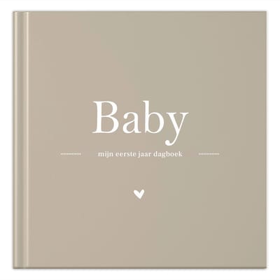 Fyllbooks - Baby Boek Mijn Eerste Jaar - Invulboek Baby - Taupe - Geschikt voor alle Gezinssamenstellingen