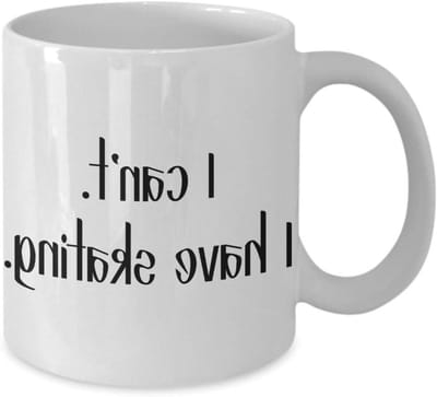 Koffiemok Schaatsen - Schaats Mok - Drinken van Koffie - Dubbelzijdig Ontwerp - 11 Ounce - Wit