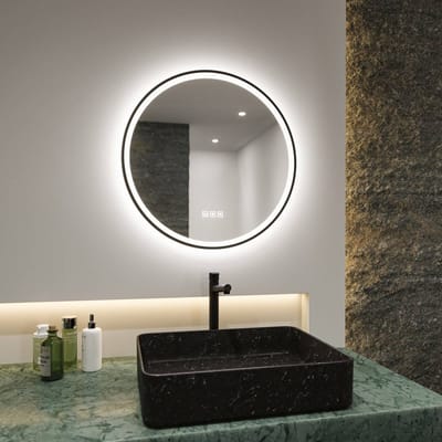 LED-verlichte spiegel Mirra IP44 White Switch 750lm 230V 11,5W dimbaar Zwart, Spiegel