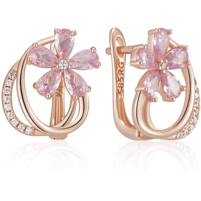 Roze Natuurlijke Zirkonia Bloem Engelse Oorbellen Voor Vrouwen Trend Rose Goud Kleur Kwaliteit Dagelijkse Fijne Vintage Sieraden white