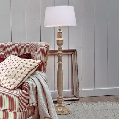 LOBERON Vloerlamp Wynleigh antiekbruin/linnen