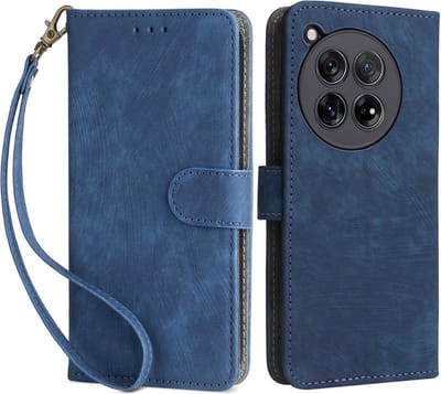Coverup Hoesje - Geschikt voor OnePlus 12 Hoesje - Coverup Book Case met Koord - Blauw