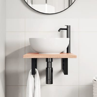 vidaXL - Badkamer - wandschap - staal - en - massief - eikenhout