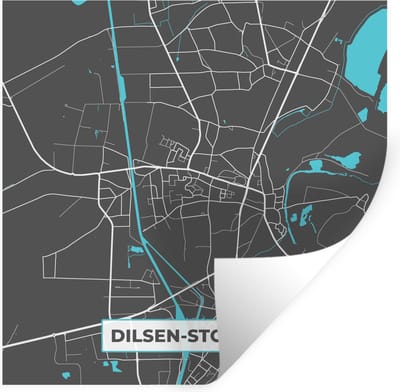 Muurstickers - Sticker Folie - België – Dilsen Stokkem – Stadskaart – Kaart – Blauw – Plattegrond - 100x100 cm - Plakfolie - Muurstickers Kinderkamer - Zelfklevend Behang XXL - Zelfklevend behangpapier - Stickerfolie