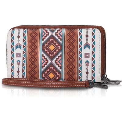 Europese en Amerikaanse Boheemse Stijl RFID Dubbele Rits Portemonnee, Stoffen Waterbestendige Kaarthouder voor Dames 19*4.5*10cm wit