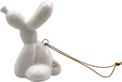 Housevitamin - Ballon Hond Zittend - Kerstbal - Wit - 5,5x4x6,5cm