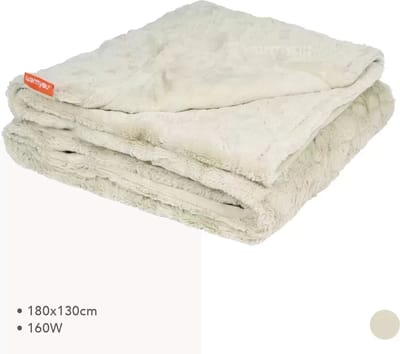Elektrische warmtedeken fleece 180×130 cm - 10 warmtestanden - Warmyou Luxum XL - Taupe/Creme